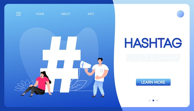 Button with hashtag people for web design Social media app