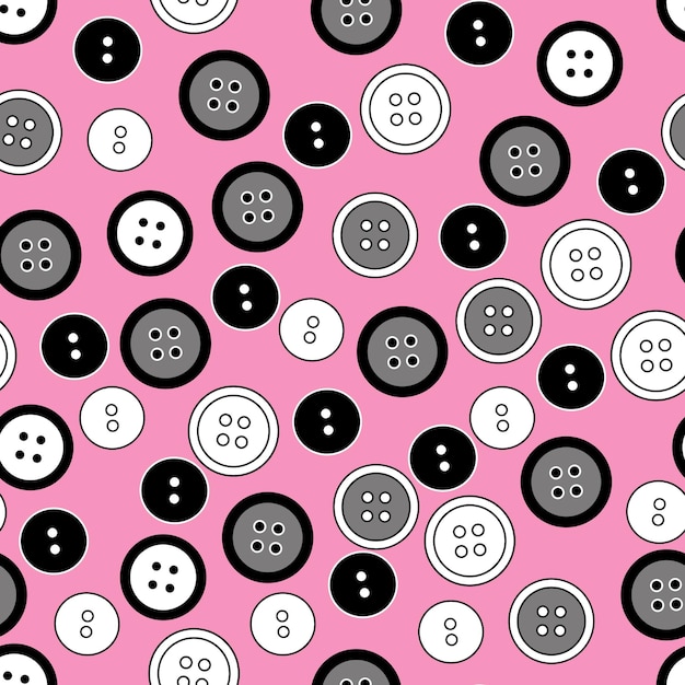 Buttons of different sizes and colors seamless pattern Sewing accessories vector print