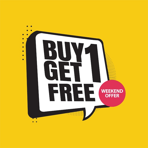 buy 1 get 1 free design template Shop now illustration banner and poster