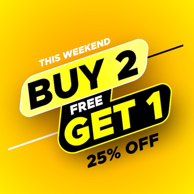 Buy 2, free get 1 sale banner.