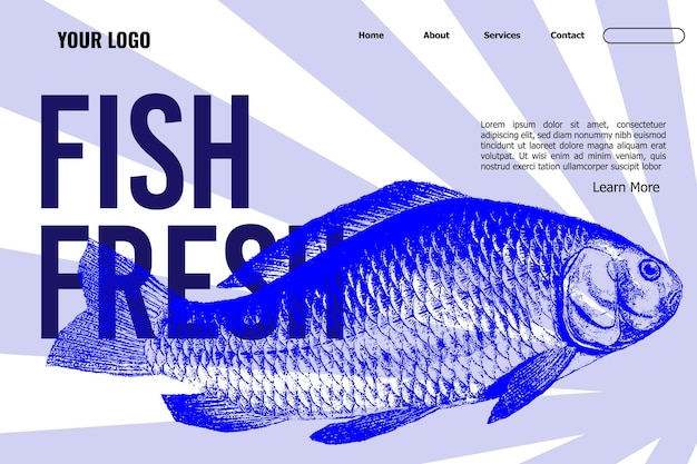 Buy Fish online in shop fresh and frozen fish delivery and order in store on website with information of product Dieting and nutrition meal and nourishment Monochrome vector in flat style