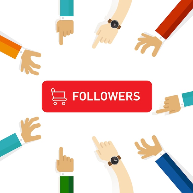 Buy followers in social media to get attention from the crowd Shopping cart in button