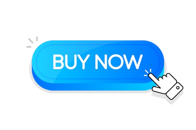 Buy Now 3d button Mouse touched button for buying product Vector illustration