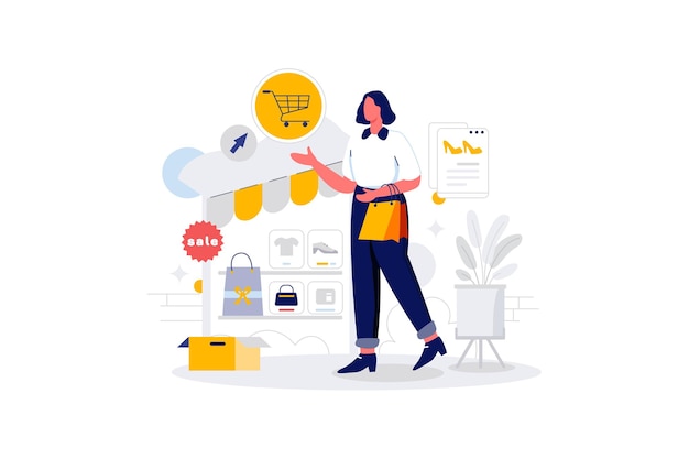 Buy Shopping Online Flat Vector Illustration