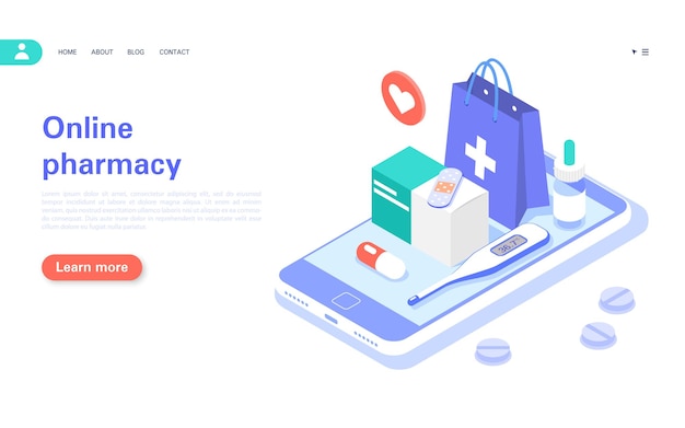 Buying medicines online Online pharmacy concept banner