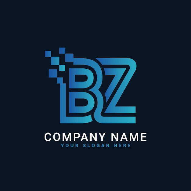 Bz zb Letter logo Technology abstract Letter logo