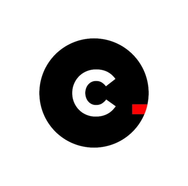 C brand name vector icon with red dot