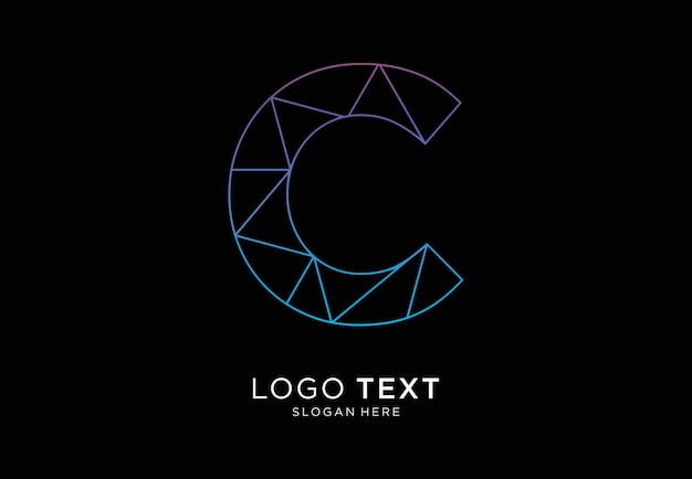 C Letter logo irregular lines gradient color technology