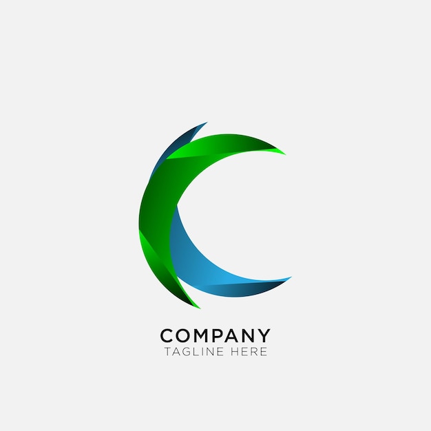 C Letter logo template with gradient colors and circle cutout