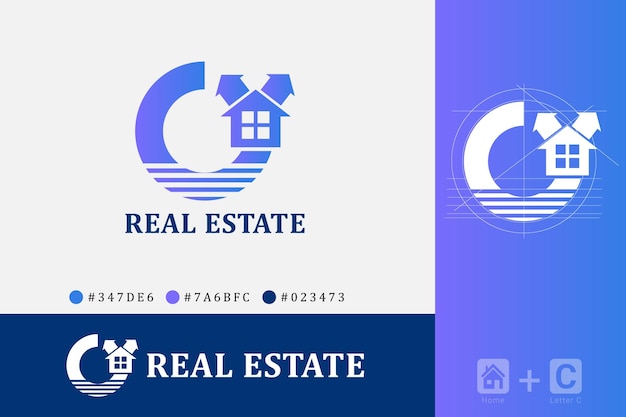 C letter modern real estate building logo design template