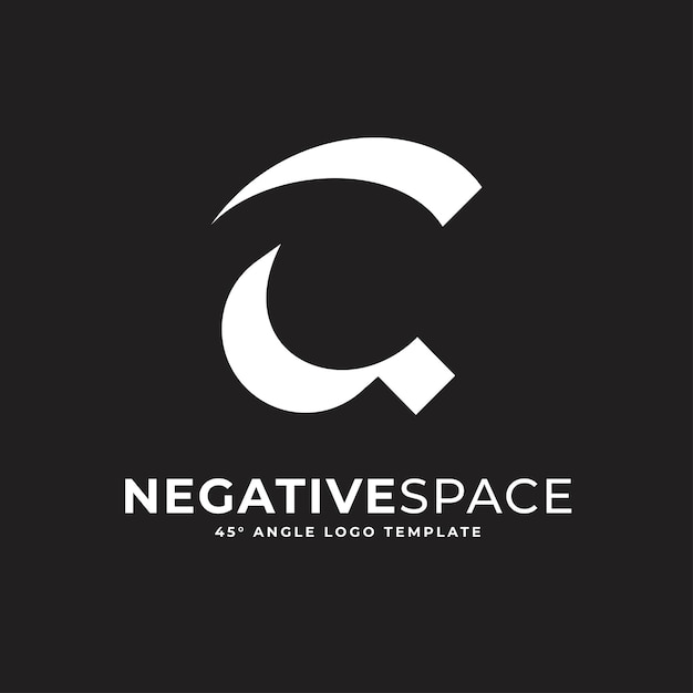 c letter negative space geometric alphabet mark logo vector icon illustration