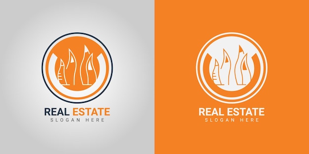 C letter real estate logo design on colorful background