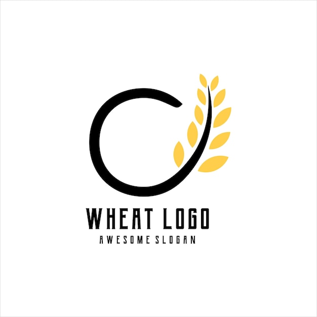 C letter with wheat logo vintage retro