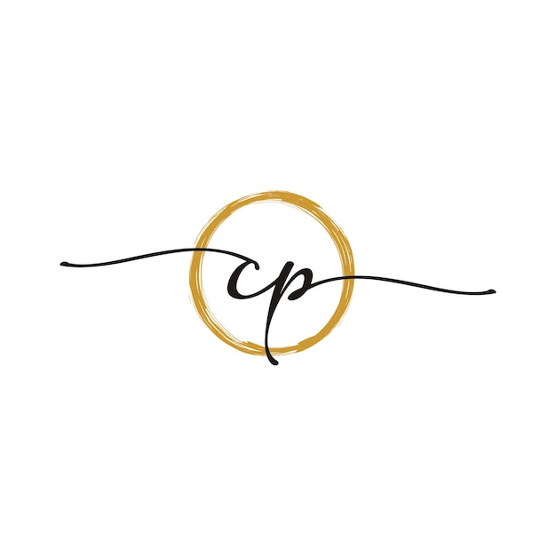 C P Initial Script Letter Beauty Logo Template