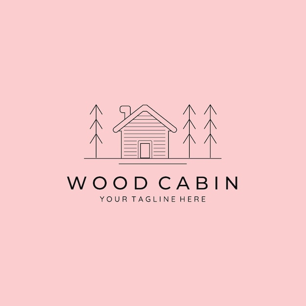 Cabin or cottage line art minimalist vector logo illustration design