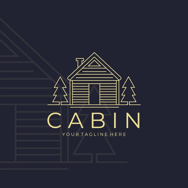 Cabin or cottage logo line art minimalist vector illustration design