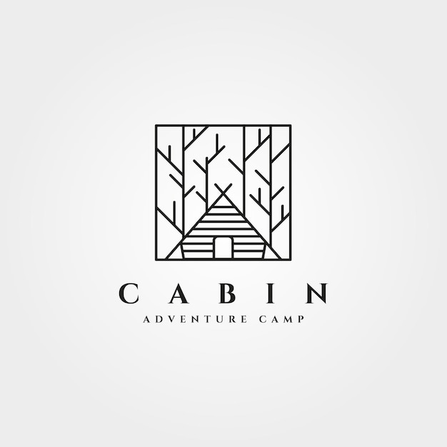 Cabin forest logo minimalist line art design