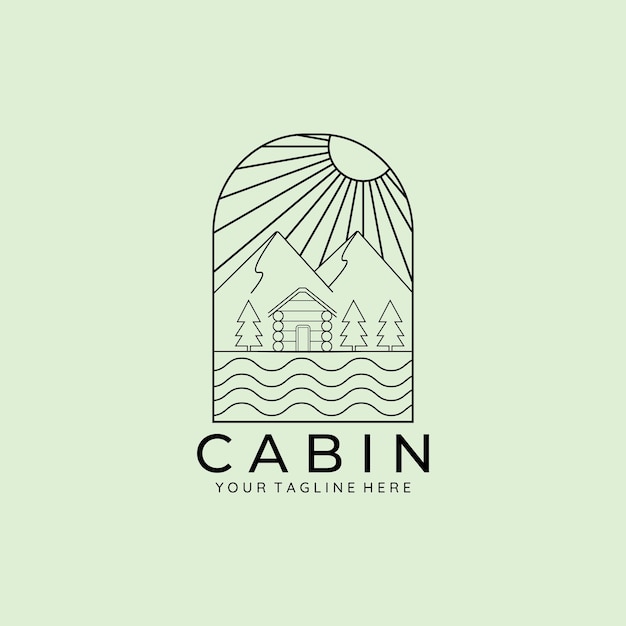 Cabin line art logo vector illustration design