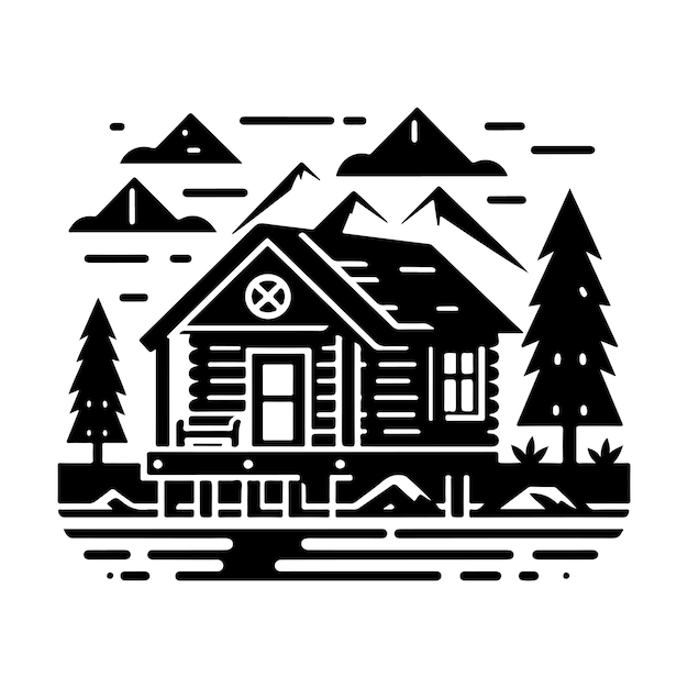 Vector cabin logo icon silhouette a hut icon vector art illustration