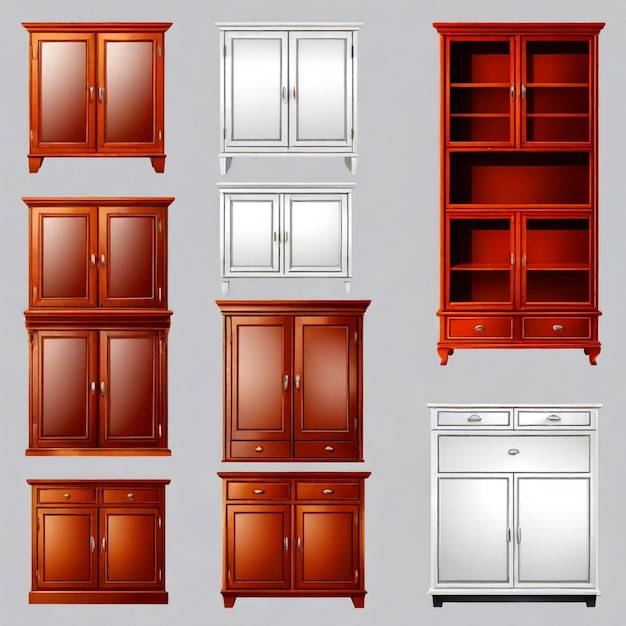 Vector cabinet vector set white background isolated a high qual