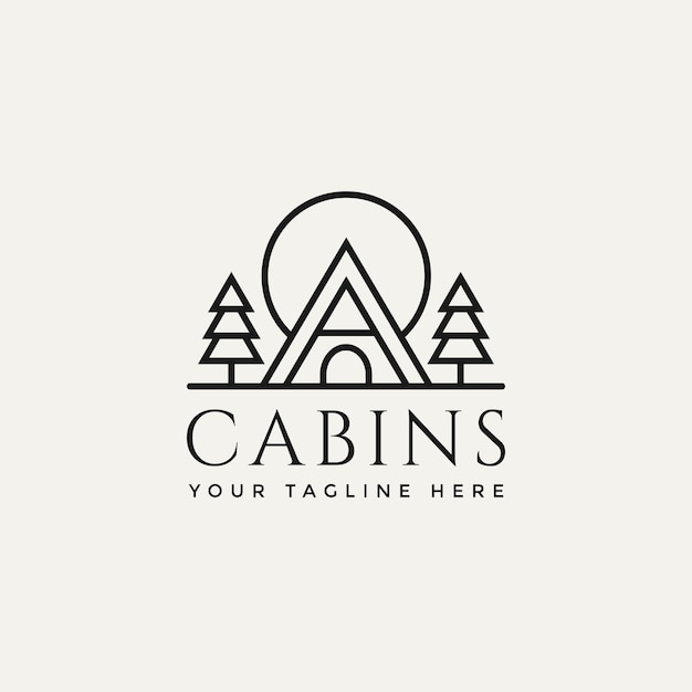 cabins outdoor line art logo vector illustration design template simple modern estate logo concept