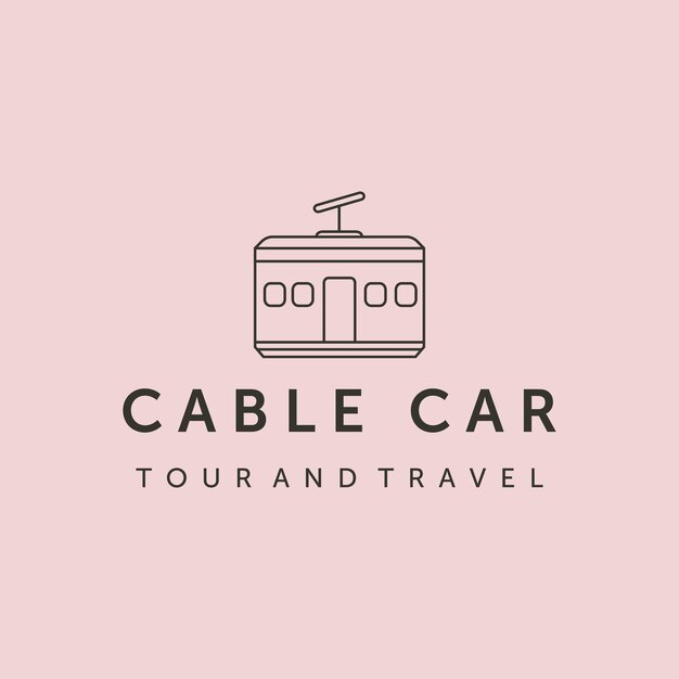 Cable car line art logo vector illustration design