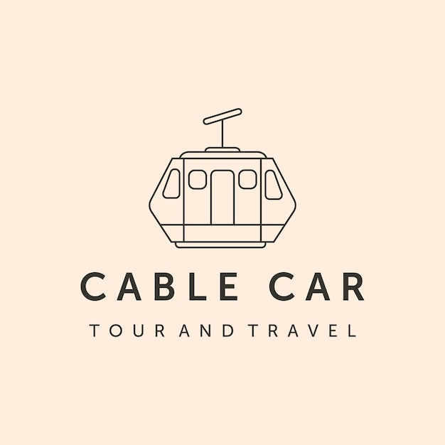 Cable car minimalist line art logo vector symbol illustration design