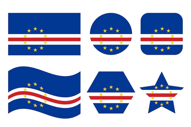 Cabo Verde flag simple illustration for independence day or election. Simple icon for web