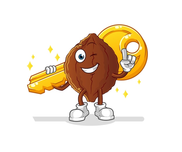 Cacao carry the key mascot. cartoon vector