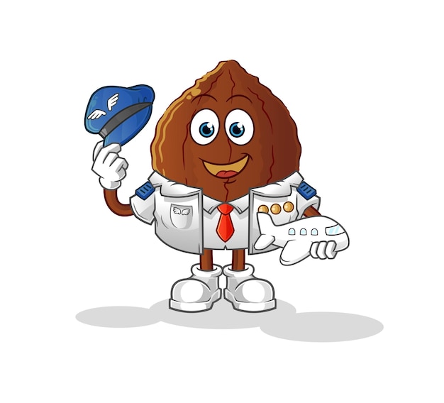 Cacao pilot mascot. cartoon vector