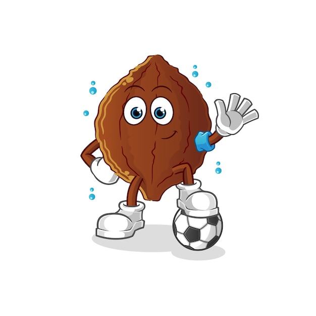 cacao playing soccer illustration. character vector