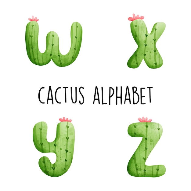 Cactus alphabet Vector illustration