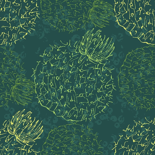 Vector cactus boho seamless pattern