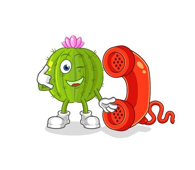 Cactus call mascot cartoon vector