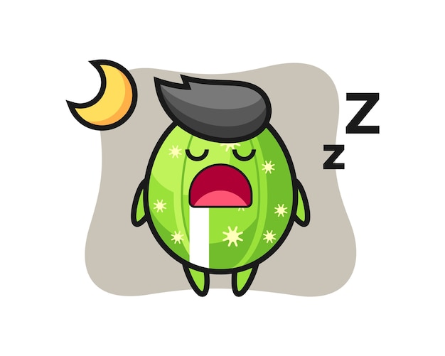 Cactus character illustration sleeping at night