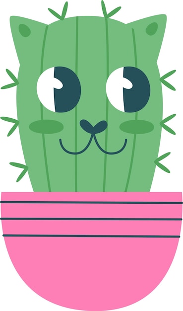 Vector cactus character in pot