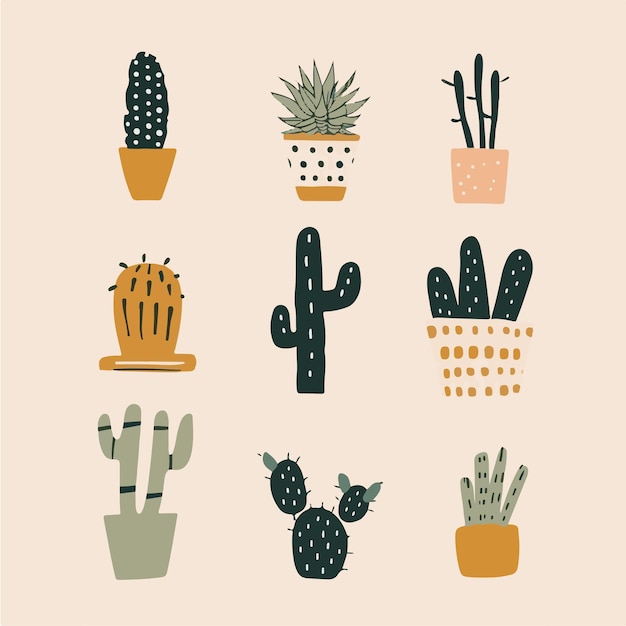 Vector cactus comic vector minimalist illustration style