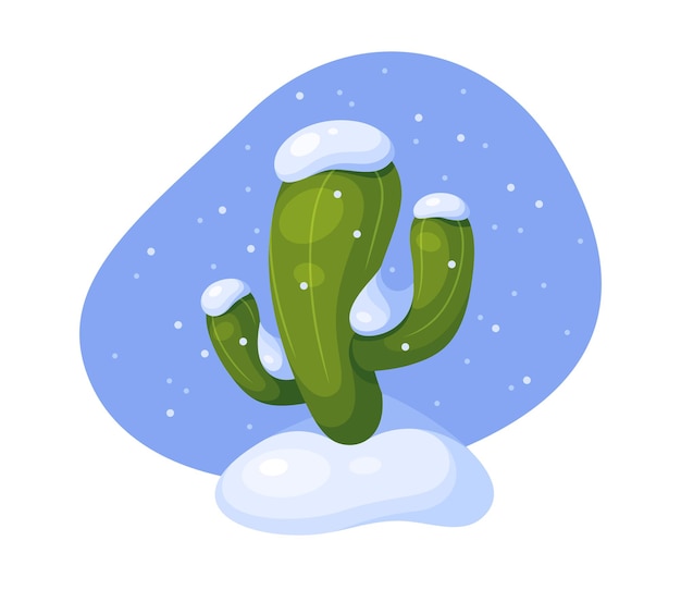 cactus covered with snow landscape element during abnormal cold snap