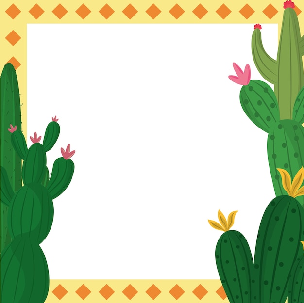 Cactus decoration nature frame