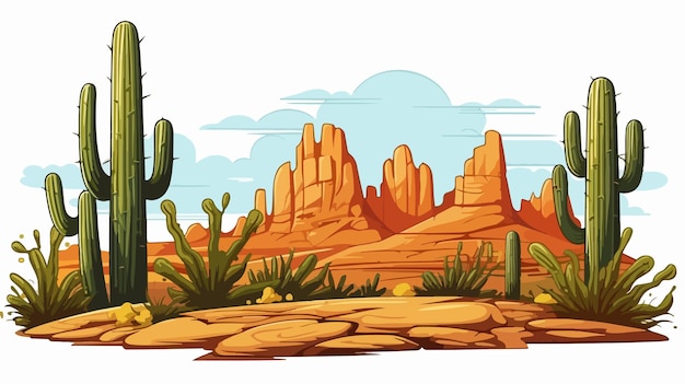 Vector cactus desert cartoon vector illustration isolated icon