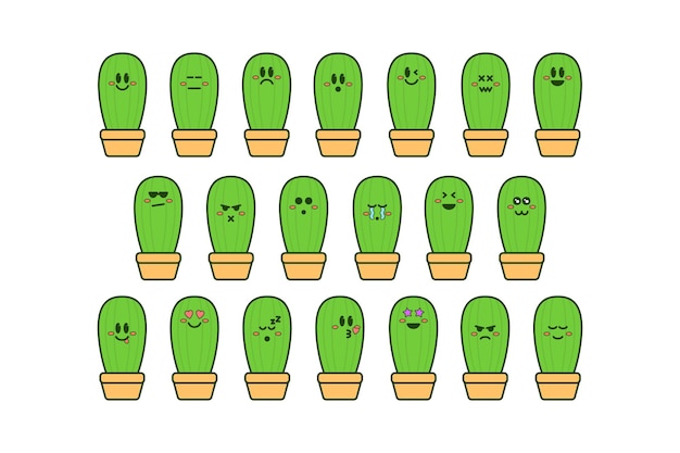 Cactus Emoticon Doodle Illustration