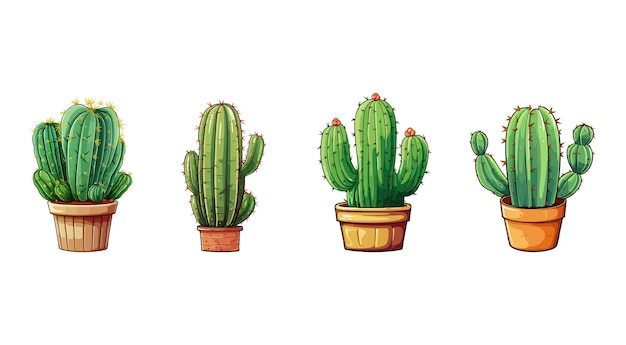 cactus in flowerpot vector illustration