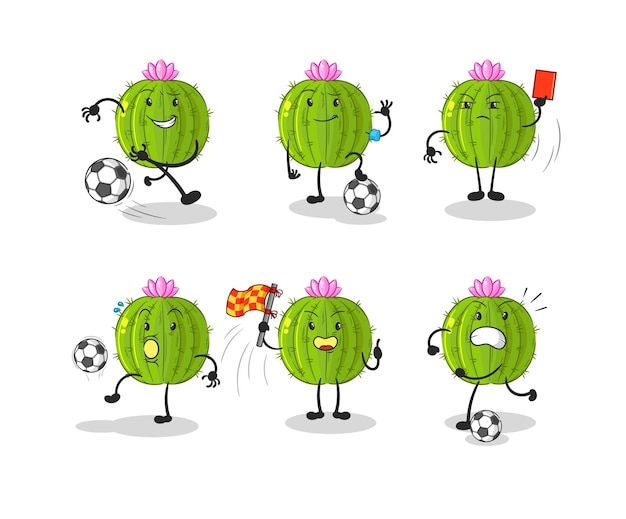 Cactus football group character cartoon mascot vector