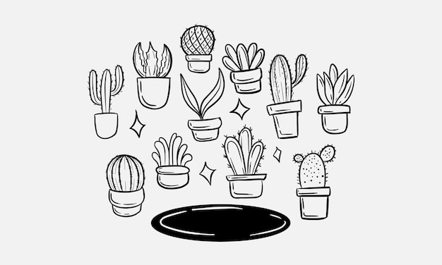 Vector cactus hand drawn doodle illustrations vector