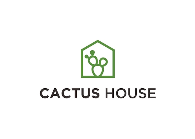 cactus house logo design vector illustration