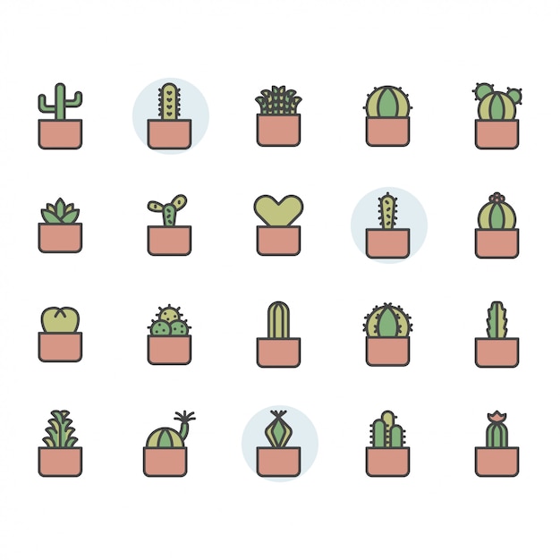 Cactus icon and symbol set