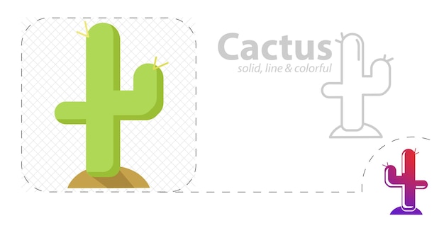 Cactus isolated flat illustration cactus line icon