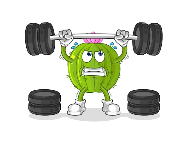 Cactus lifting the barbell character cartoon mascot vector