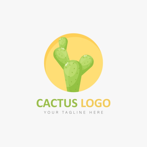 Cactus logo cartoon style icon illustration