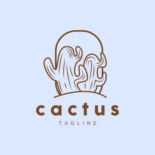 Cactus Logo Simple Line Cactus Design Green Plant Vector Icon Symbol Illustration